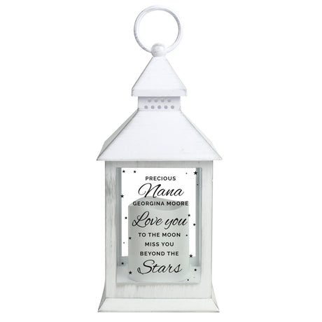Personalised ’Miss You Beyond The Stars’ White Lantern: 4 - LED Lighting By Gift Moments