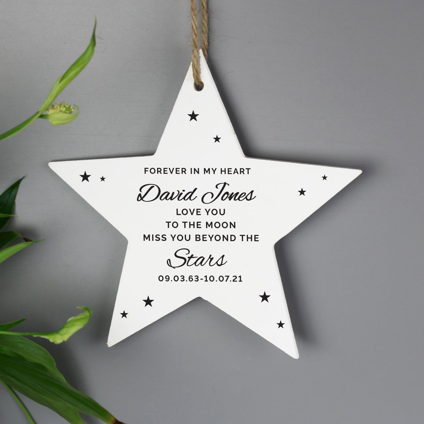 Personalised Miss You Beyond The Stars Wooden Star Decoration: 2 - Memorials By Gift Moments