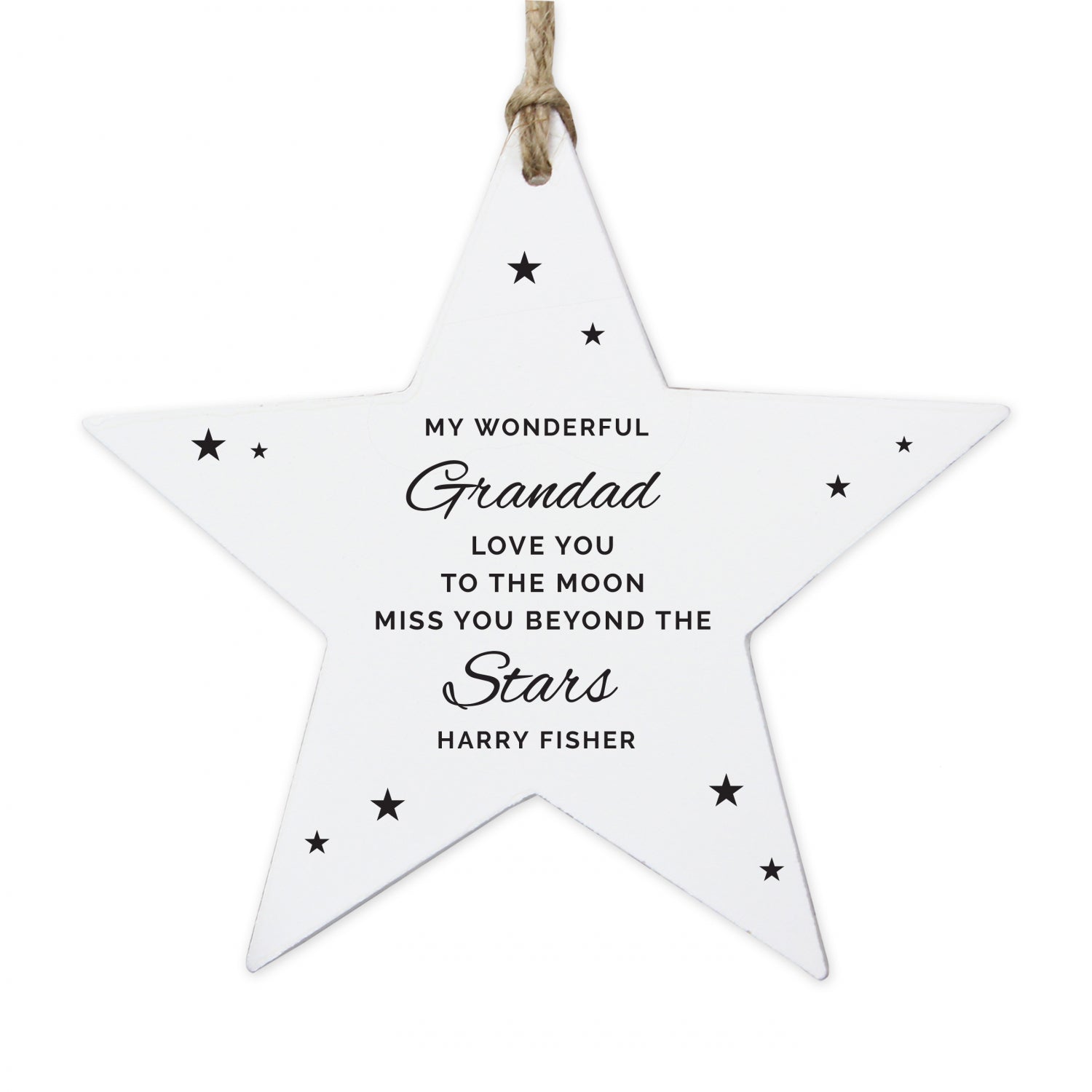 Personalised Miss You Beyond The Stars Wooden Star Decoration: 4 - Memorials By Gift Moments