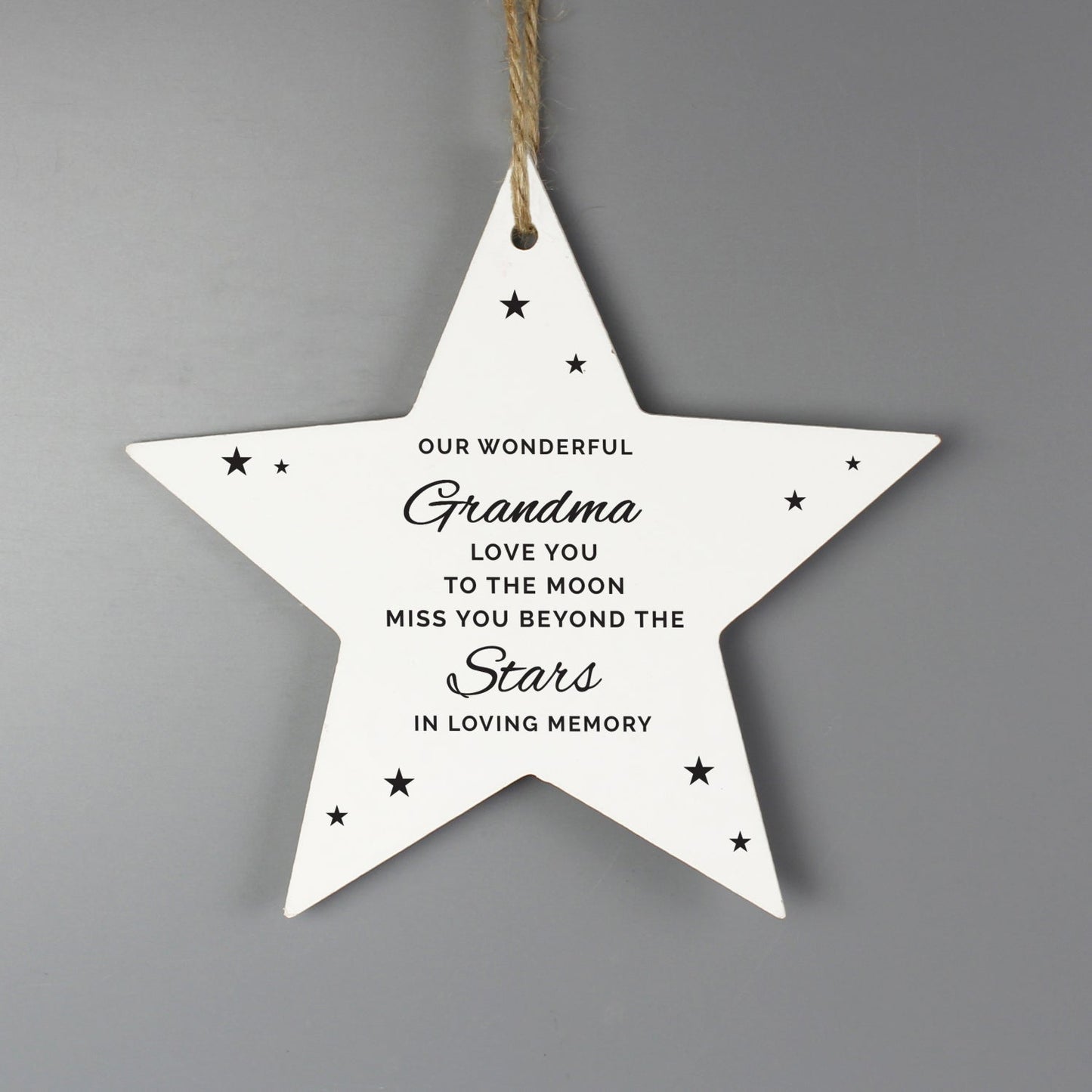 Personalised Miss You Beyond The Stars Wooden Star Decoration: 3 - Memorials By Gift Moments