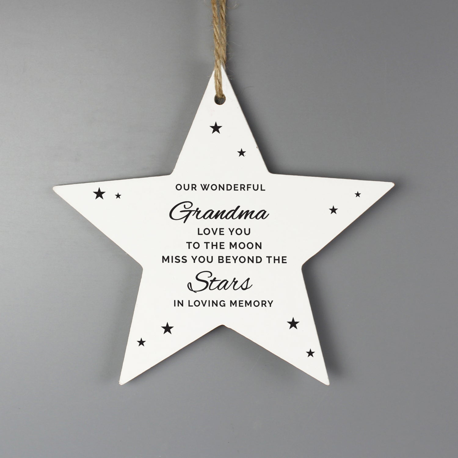 Personalised Miss You Beyond The Stars Wooden Star Decoration: 3 - Memorials By Gift Moments