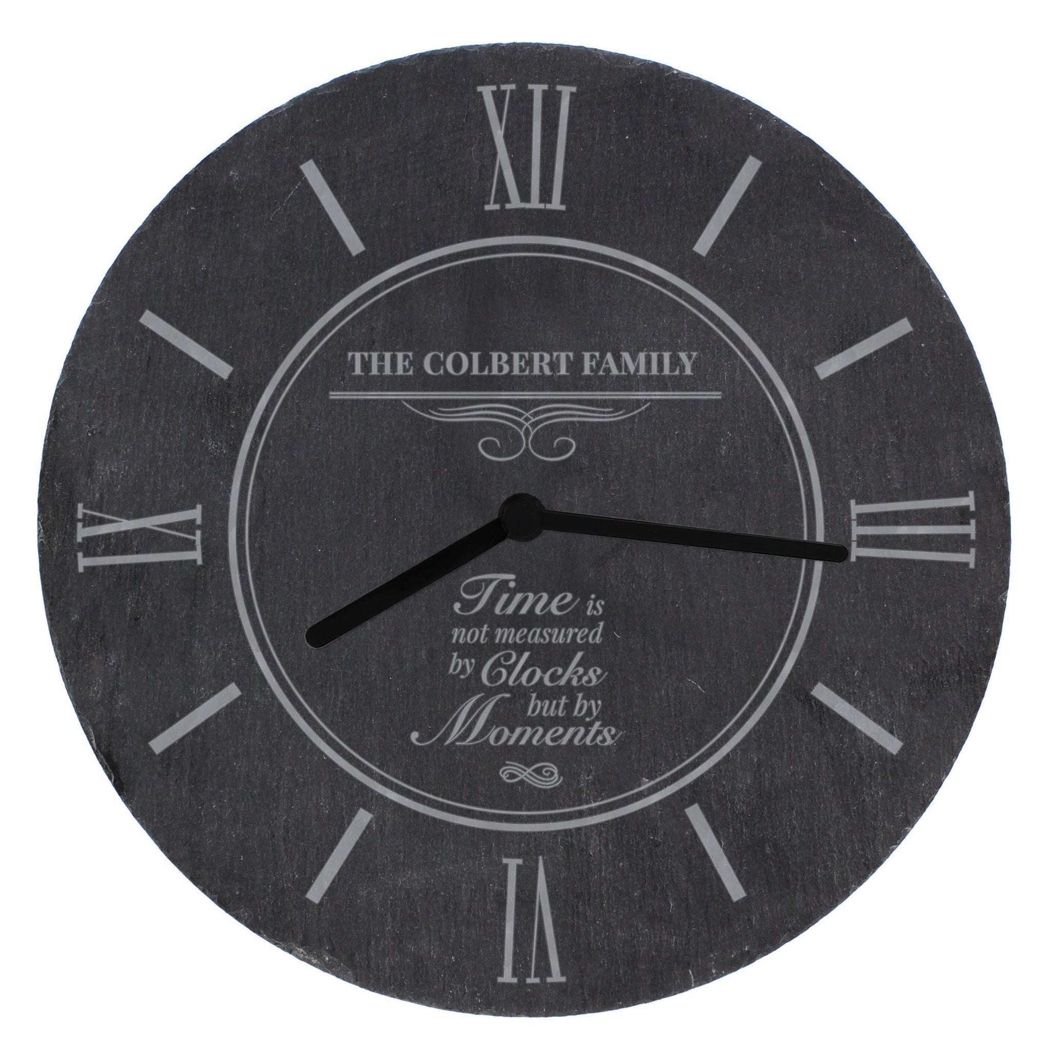 Personalised Moments Slate Clock: 5 - Clocks By Gift Moments