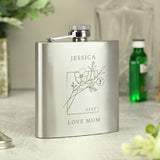 Personalised Monochrome Floral Hip Flask: 3 - Hip Flasks By Gift Moments