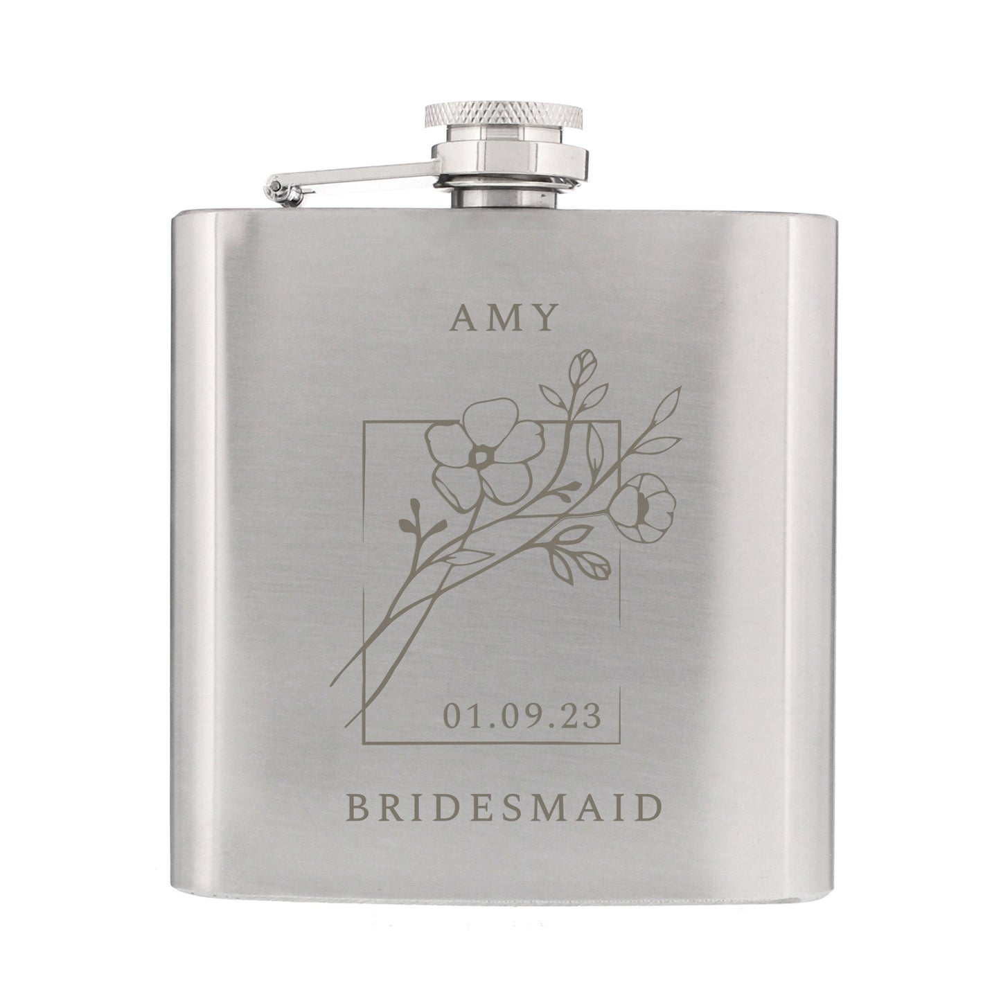 Personalised Monochrome Floral Hip Flask: 5 - Hip Flasks By Gift Moments