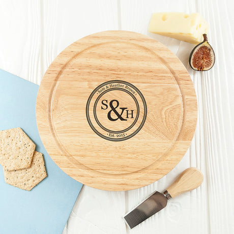 Personalised Monogram Couple Cheese Board Set: 2 - Cheese Boards By Gift Moments