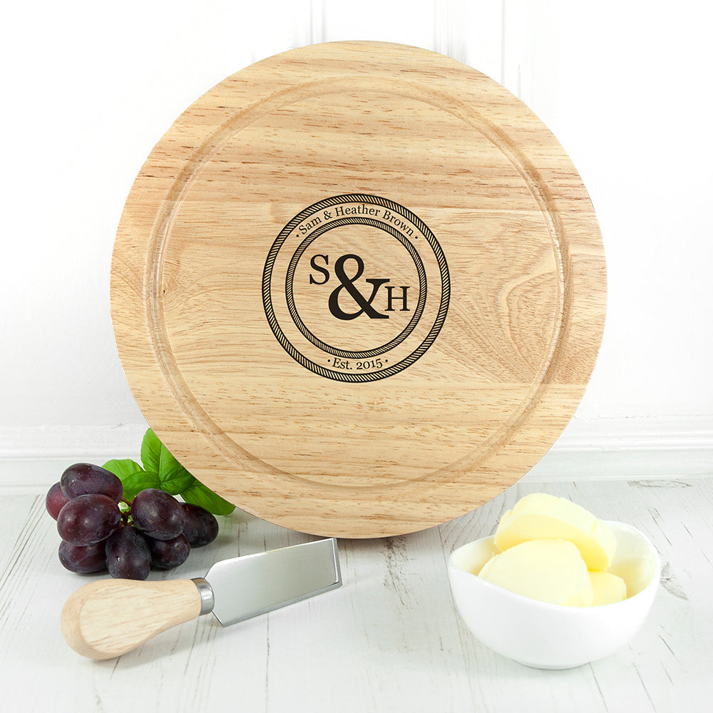 Personalised Monogram Couple Cheese Board Set: 5 - Cheese Boards By Gift Moments