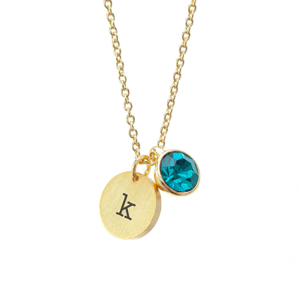 Personalised Monogram Gold Birthstone Crystal & Disc Necklaces: 19 - Necklaces By Gift Moments