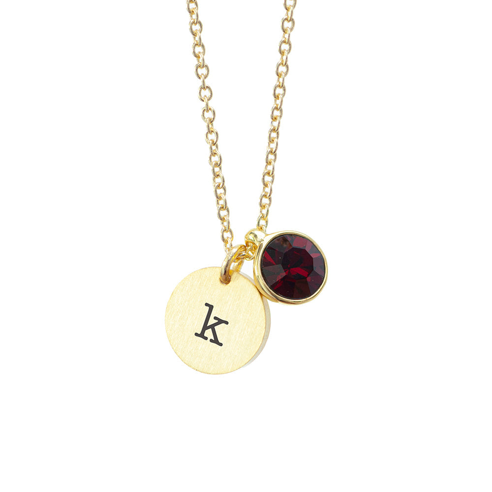 Personalised Monogram Gold Birthstone Crystal & Disc Necklaces: 27 - Necklaces By Gift Moments
