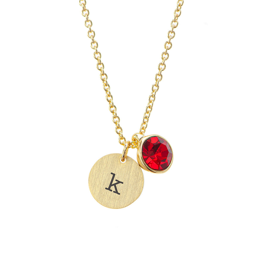 Personalised Monogram Gold Birthstone Crystal & Disc Necklaces: 18 - Necklaces By Gift Moments