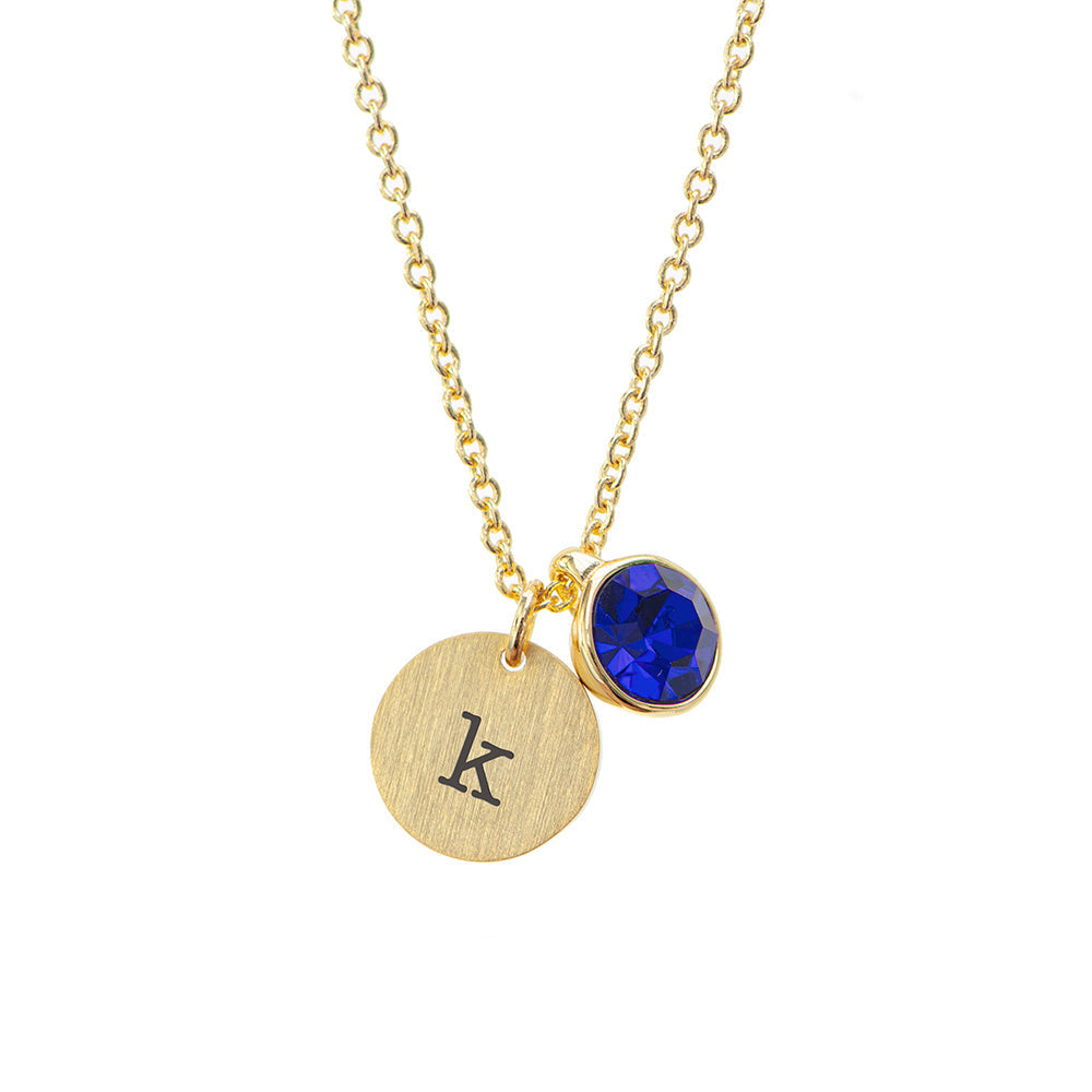 Personalised Monogram Gold Birthstone Crystal & Disc Necklaces: 22 - Necklaces By Gift Moments