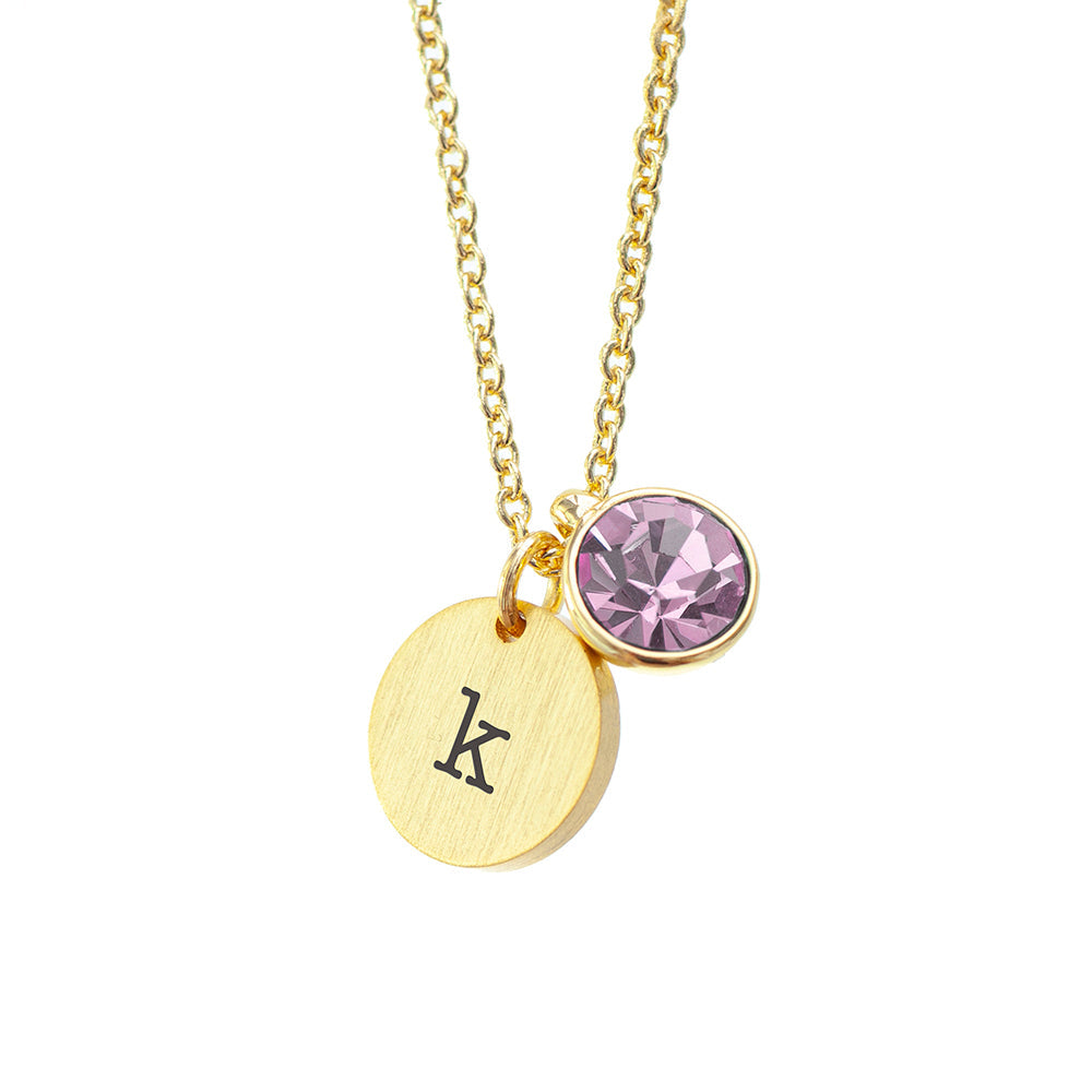 Personalised Monogram Gold Birthstone Crystal & Disc Necklaces: 16 - Necklaces By Gift Moments
