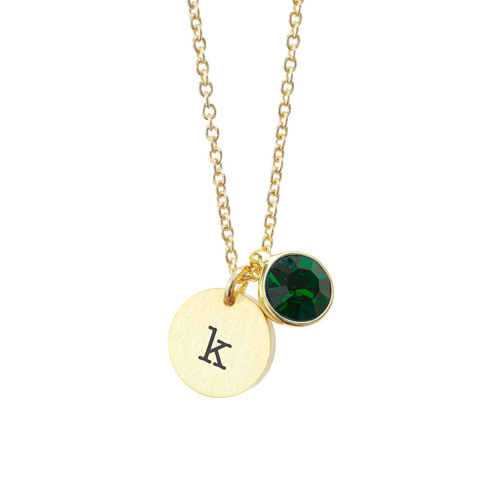 Personalised Monogram Gold Birthstone Crystal & Disc Necklaces: 25 - Necklaces By Gift Moments