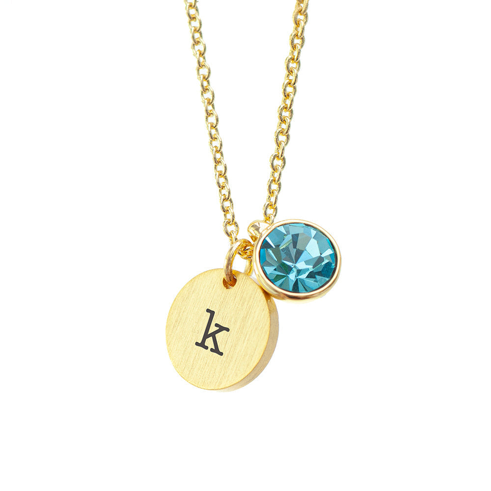 Personalised Monogram Gold Birthstone Crystal & Disc Necklaces: 17 - Necklaces By Gift Moments