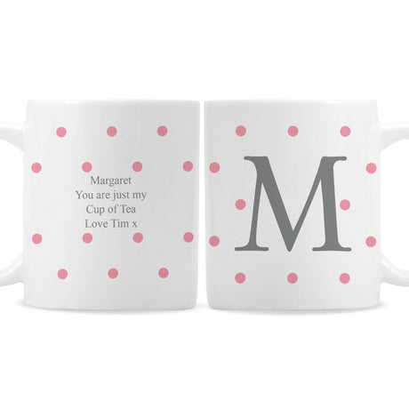Personalised Monogram Pink Spot Mug: 2 - Mugs By Gift Moments
