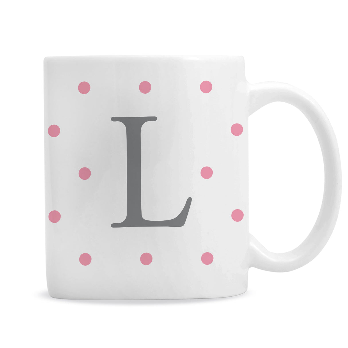 Personalised Monogram Pink Spot Mug: 5 - Mugs By Gift Moments