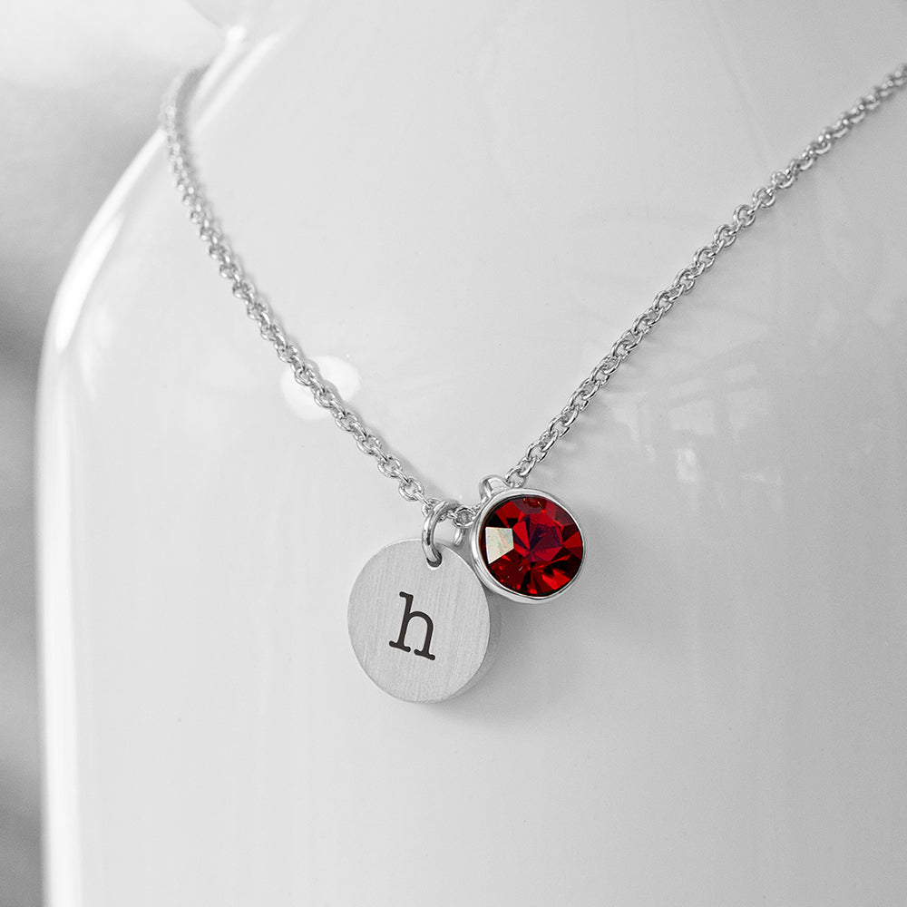 Personalised Monogram Silver Birthstone Crystal Necklaces: 4 - January - Necklaces By Gift Moments