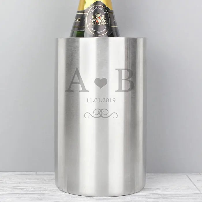 Personalised Monogram Stainless Steel Wine Cooler: 3 - Barware By Gift Moments
