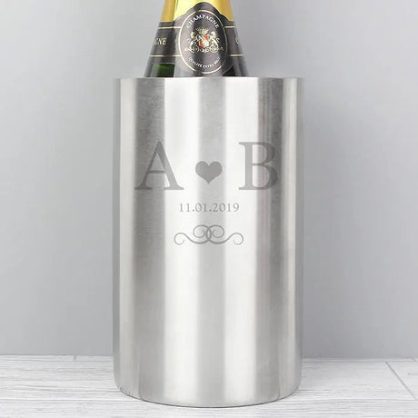 Personalised Monogram Stainless Steel Wine Cooler: 3 - Barware By Gift Moments