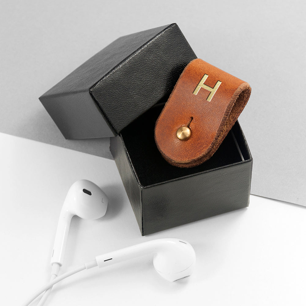 Personalised Monogrammed Leather Earphones Holders: 4 - Tech Accessories By Gift Moments