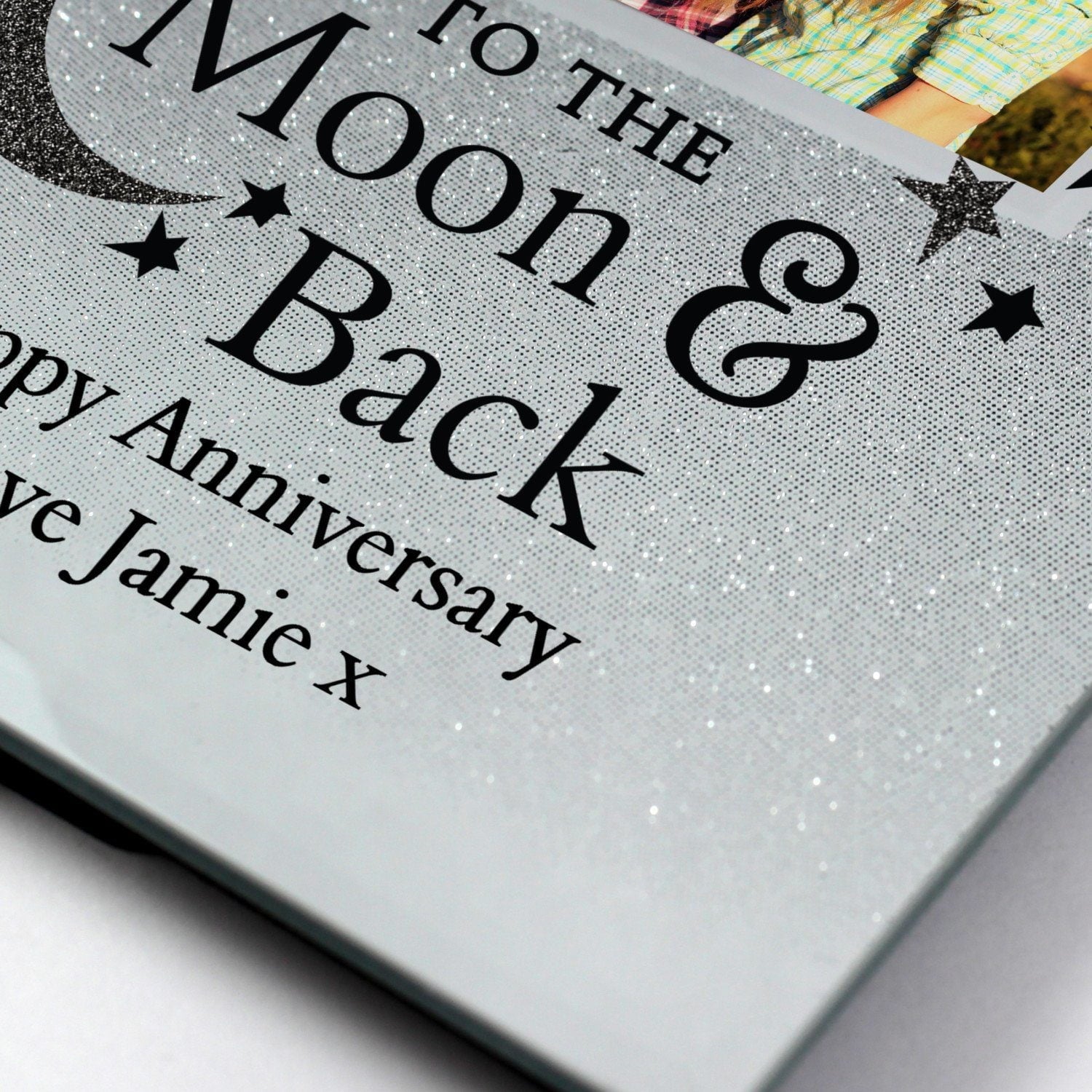 Personalised To the Moon and Back 4x4 Glitter Glass Photo Frame: 5 - Photo Frames By Gift Moments