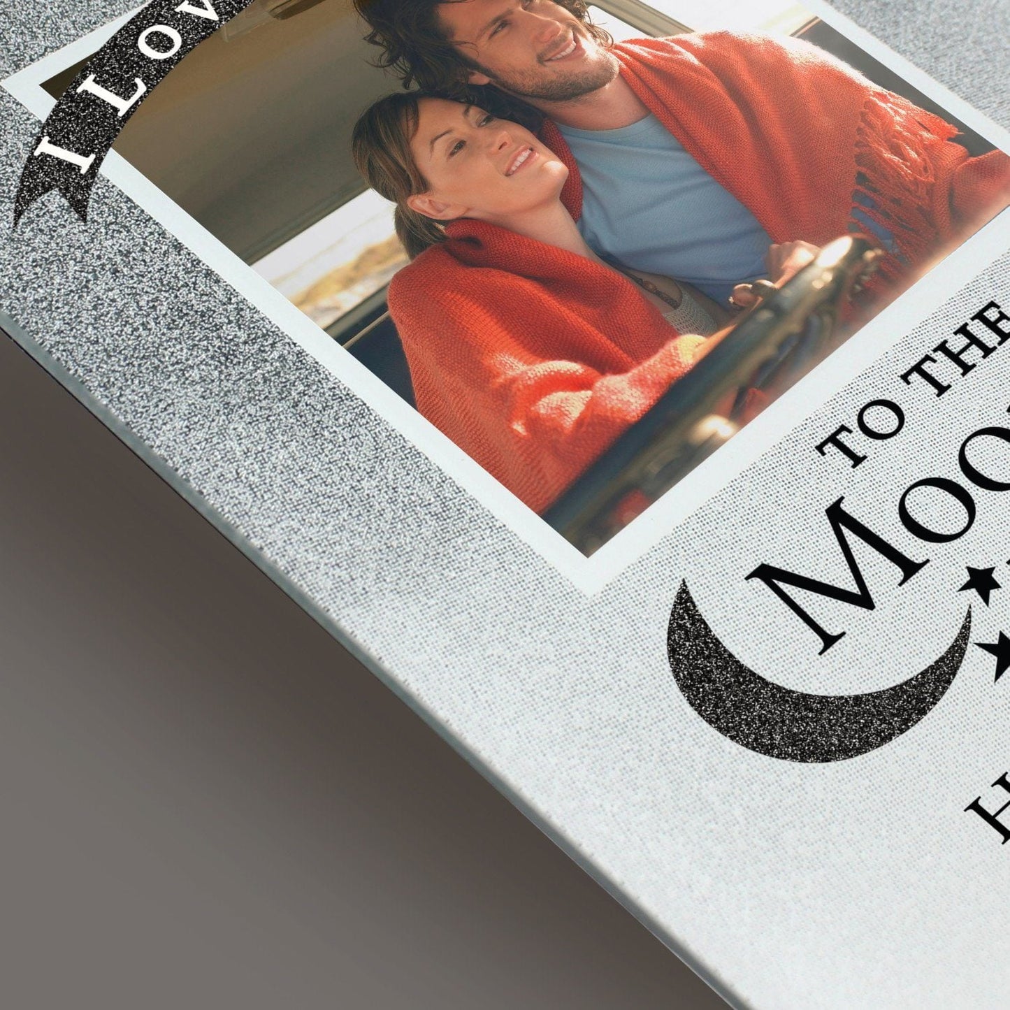 Personalised To the Moon and Back 4x4 Glitter Glass Photo Frame: 4 - Photo Frames By Gift Moments