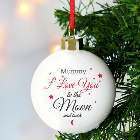 Personalised To The Moon & Back Bauble: 4 - Christmas Baubles By Gift Moments