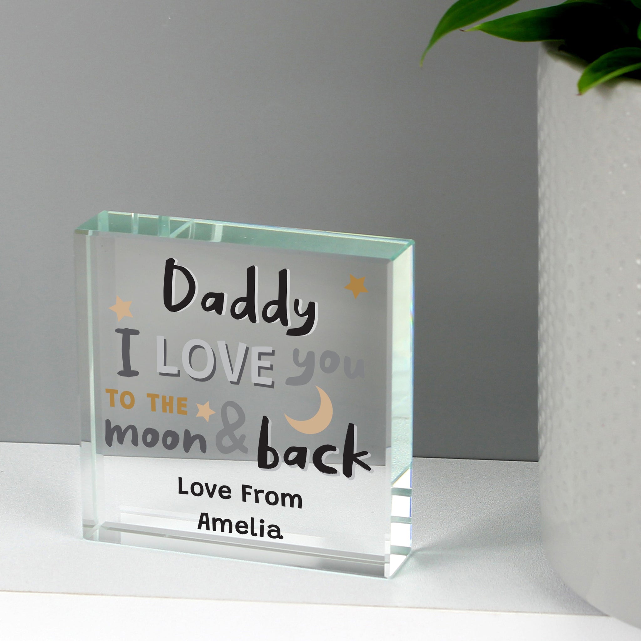 Personalised To the Moon and Back Crystal Token: 1 - Crystal Tokens By Gift Moments