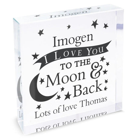 Personalised To the Moon and Back... Crystal Token: 2 - Crystal Tokens By Gift Moments