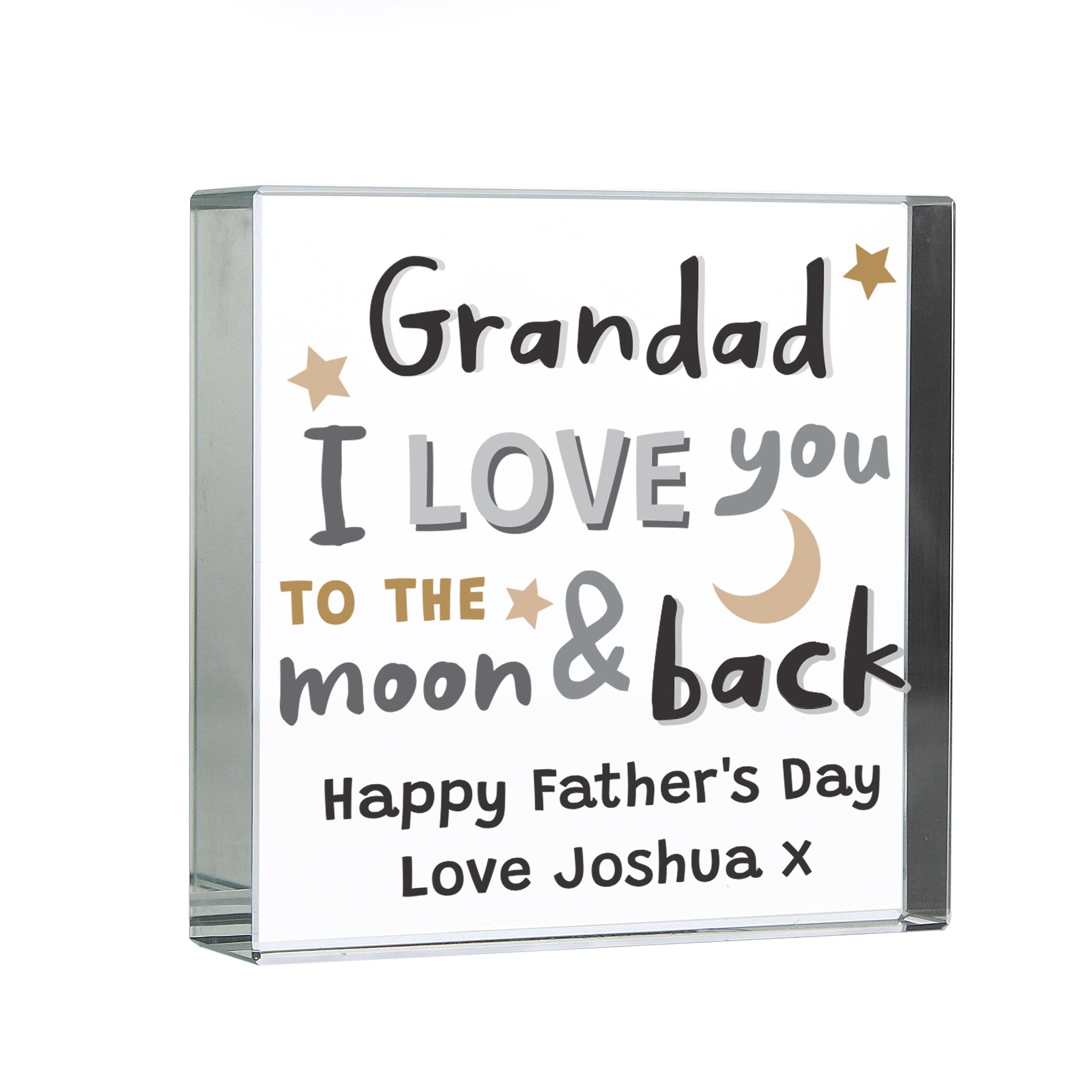 Personalised To the Moon and Back Crystal Token: 3 - Crystal Tokens By Gift Moments