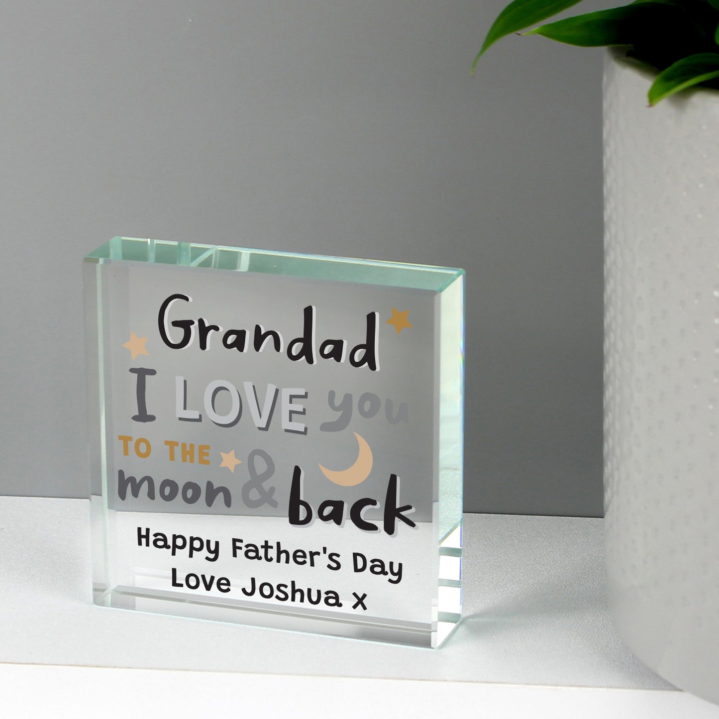 Personalised To the Moon and Back Crystal Token: 4 - Crystal Tokens By Gift Moments