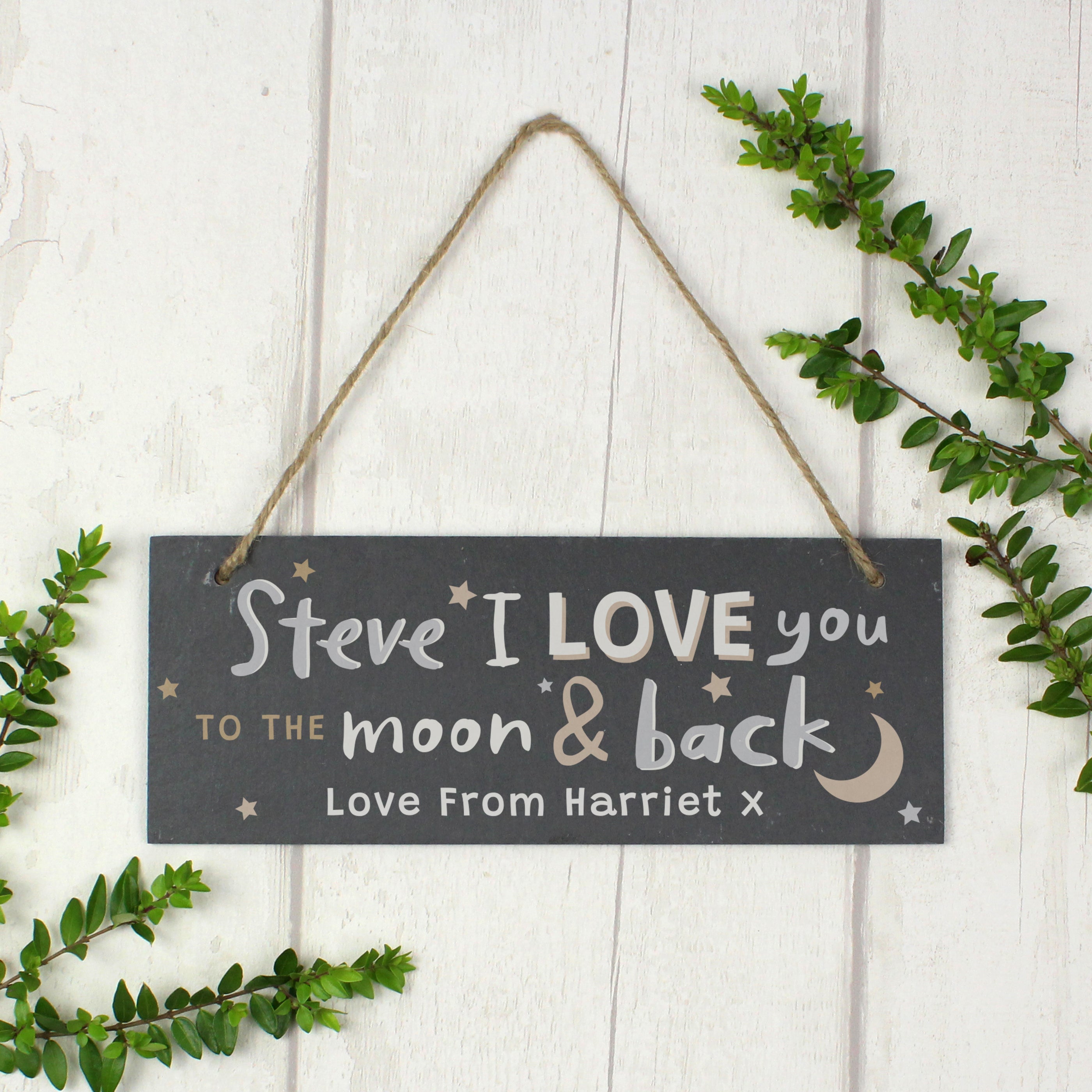 Personalised To the Moon and Back Hanging Slate Plaque - Shop Signs & Plaques At Gift Moments - 3