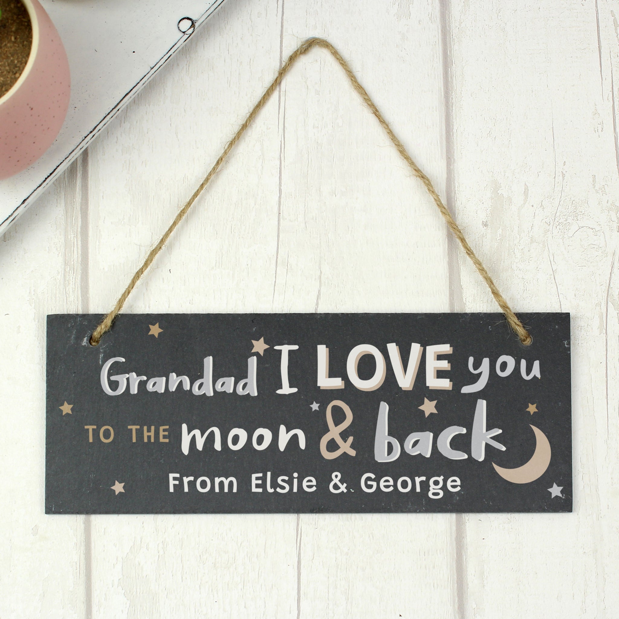 Personalised To the Moon and Back Hanging Slate Plaque: 2 - Signs & Plaques By Gift Moments
