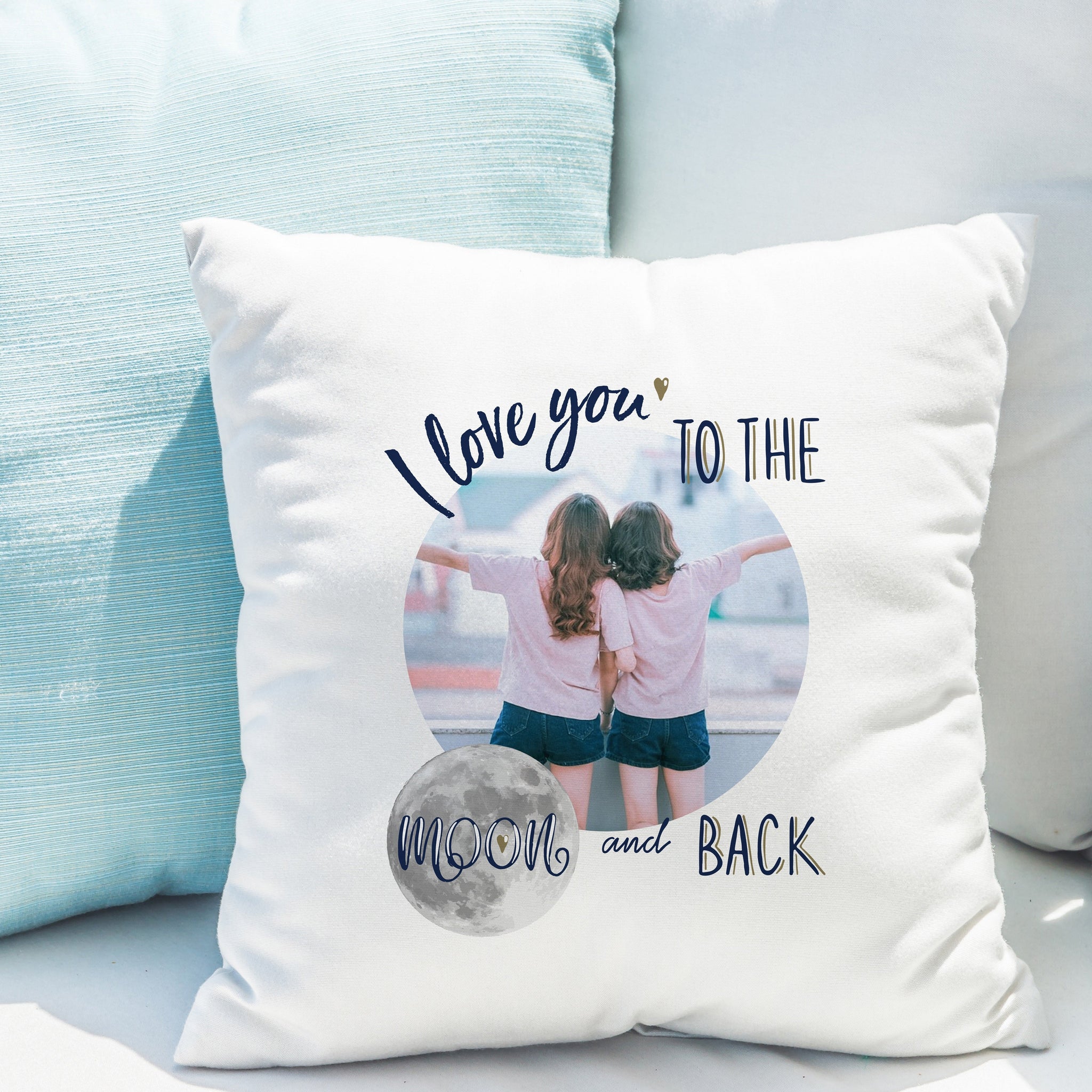 Personalised Moon & Back Photo Upload Cushion: 1 - Cushions By Gift Moments