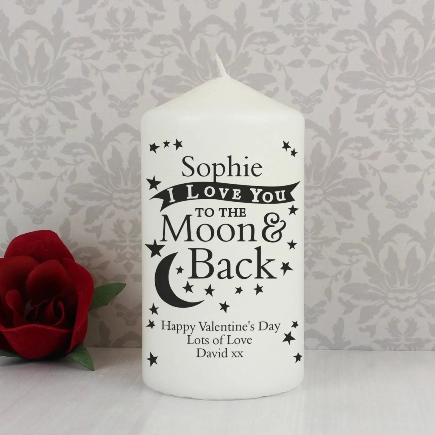 Personalised To the Moon and Back... Pillar Candle: 1 - Candles By Gift Moments