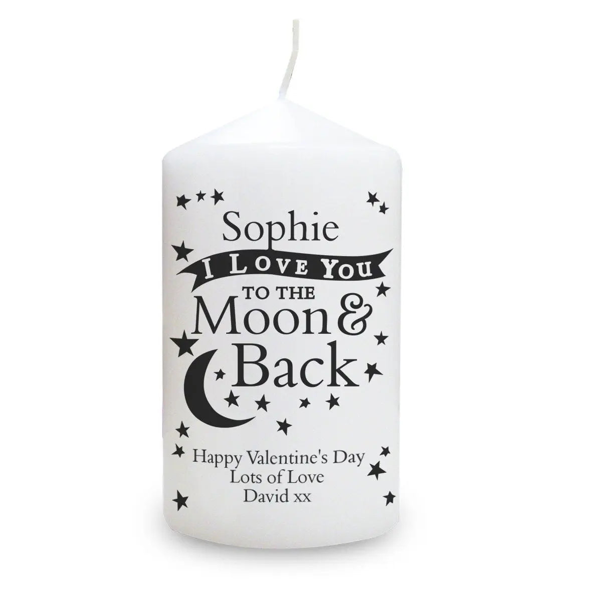 Personalised To the Moon and Back... Pillar Candle: 2 - Candles By Gift Moments