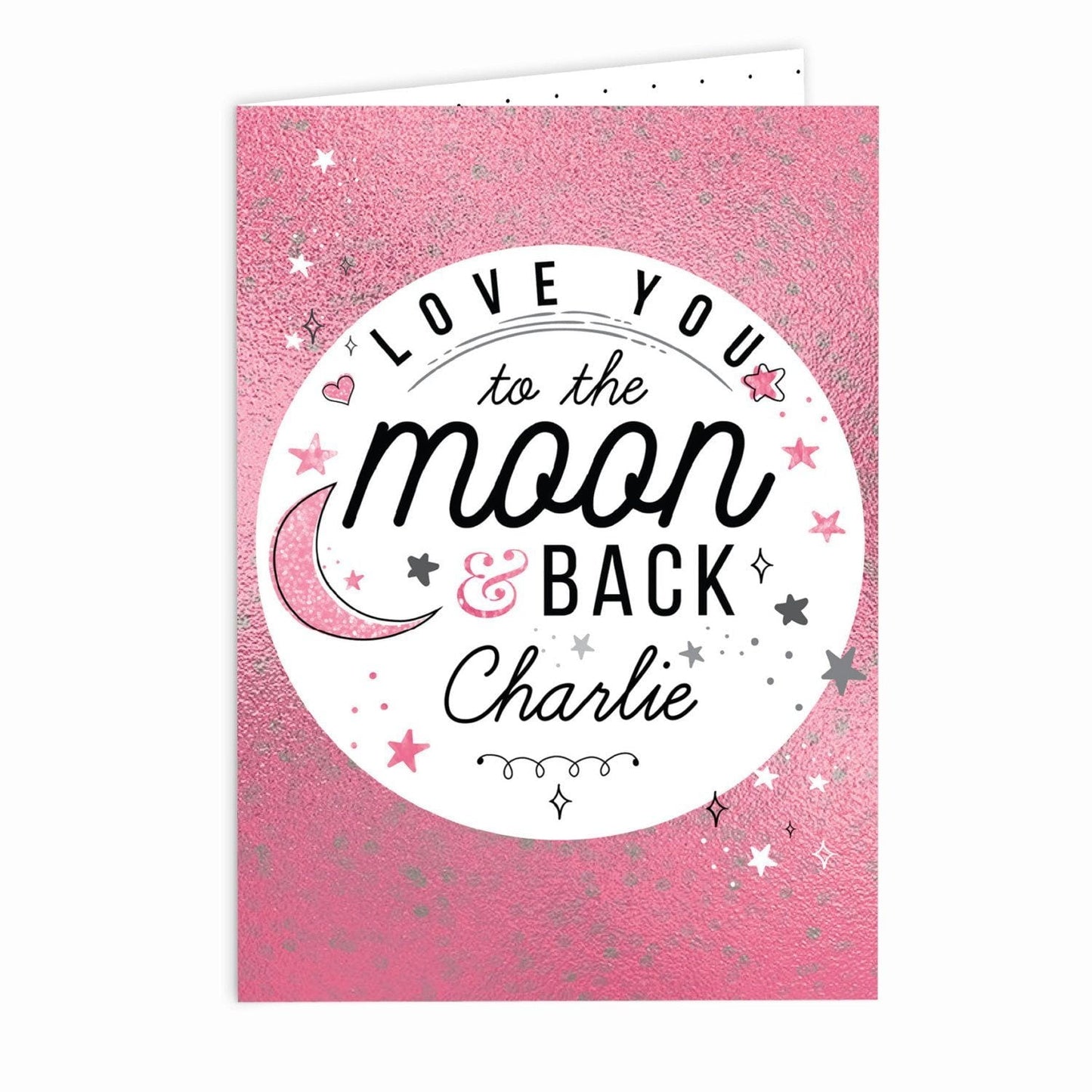 Personalised To The Moon & Back Pink Card: 2 - Greeting Cards By Gift Moments