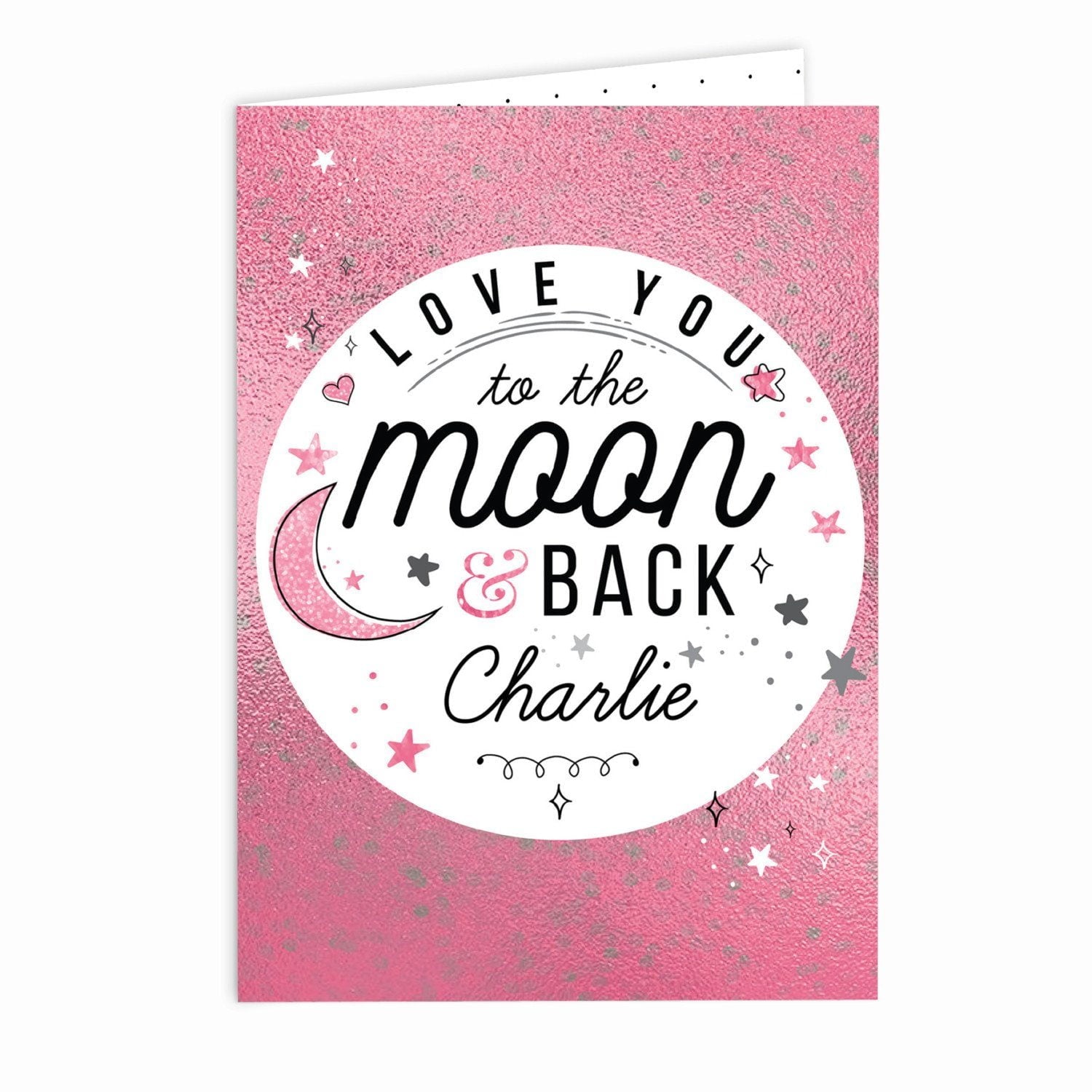 Personalised To The Moon & Back Pink Card: 2 - Greeting Cards By Gift Moments