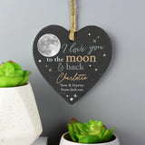 Personalised Moon and Back Slate Heart Decoration: 1 - Decorations By Gift Moments