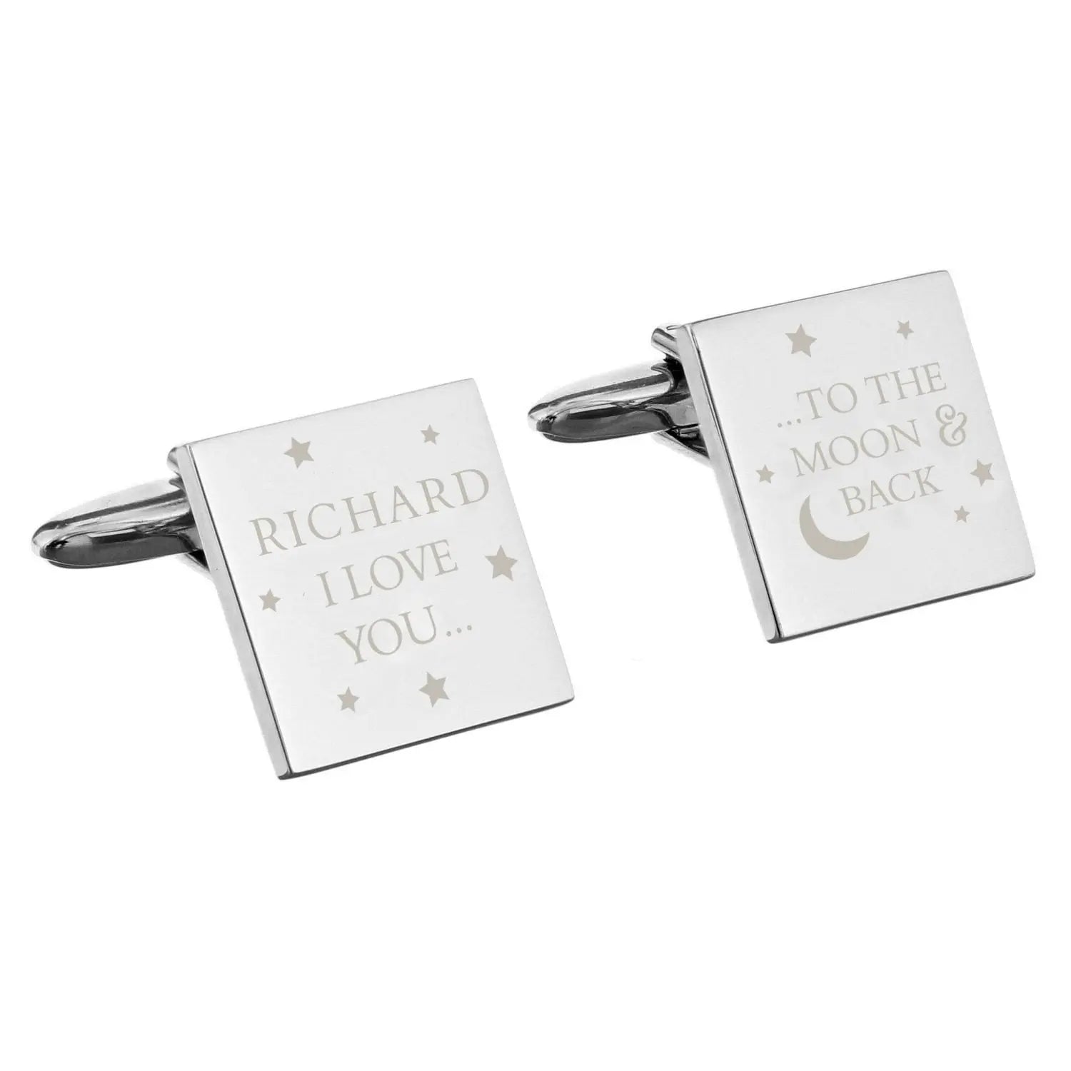 Personalised To the Moon and Back Square Cufflinks: 3 - Cufflinks & Tie Slides By Gift Moments