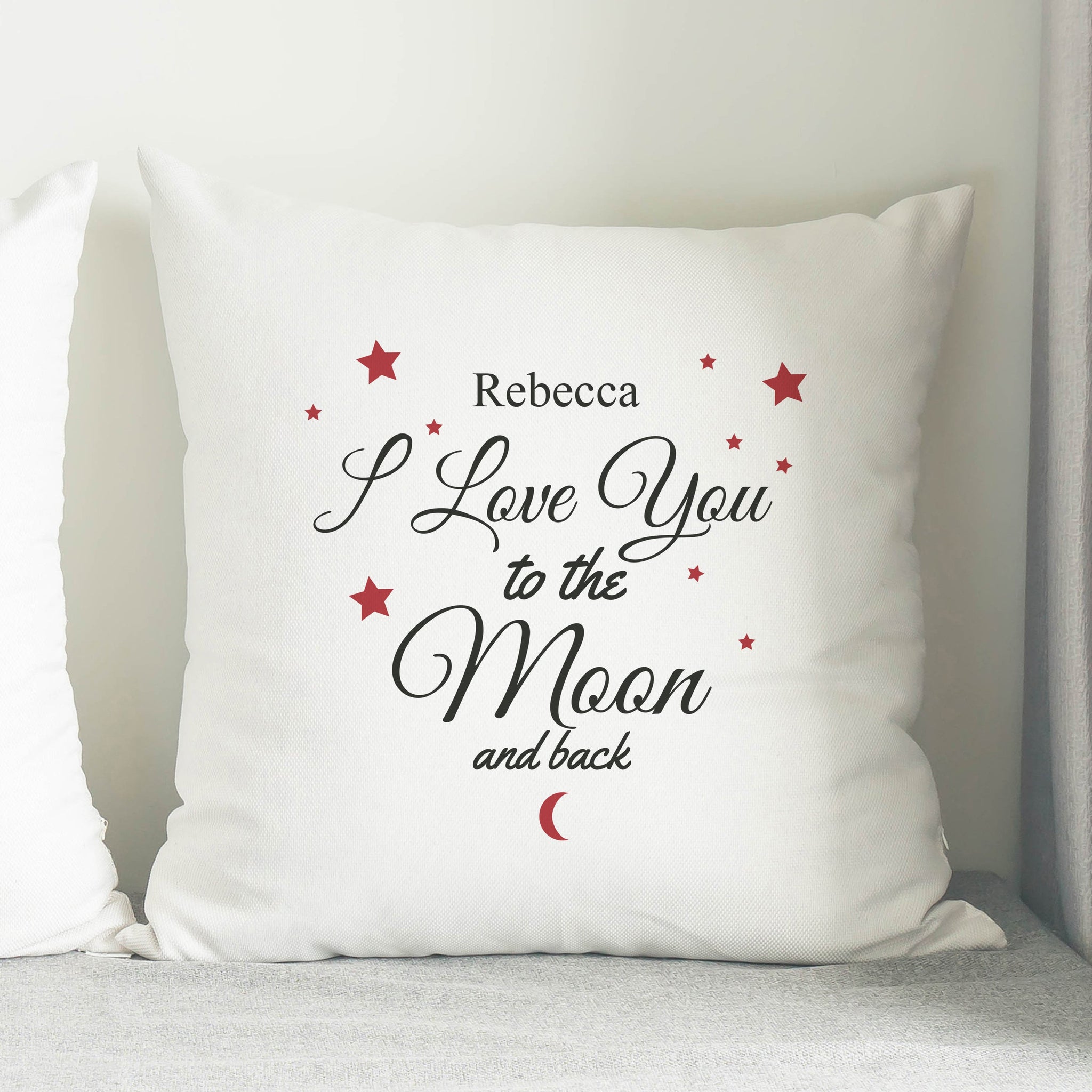 Personalised To The Moon & Back White Cushion: 3 - Cushions By Gift Moments