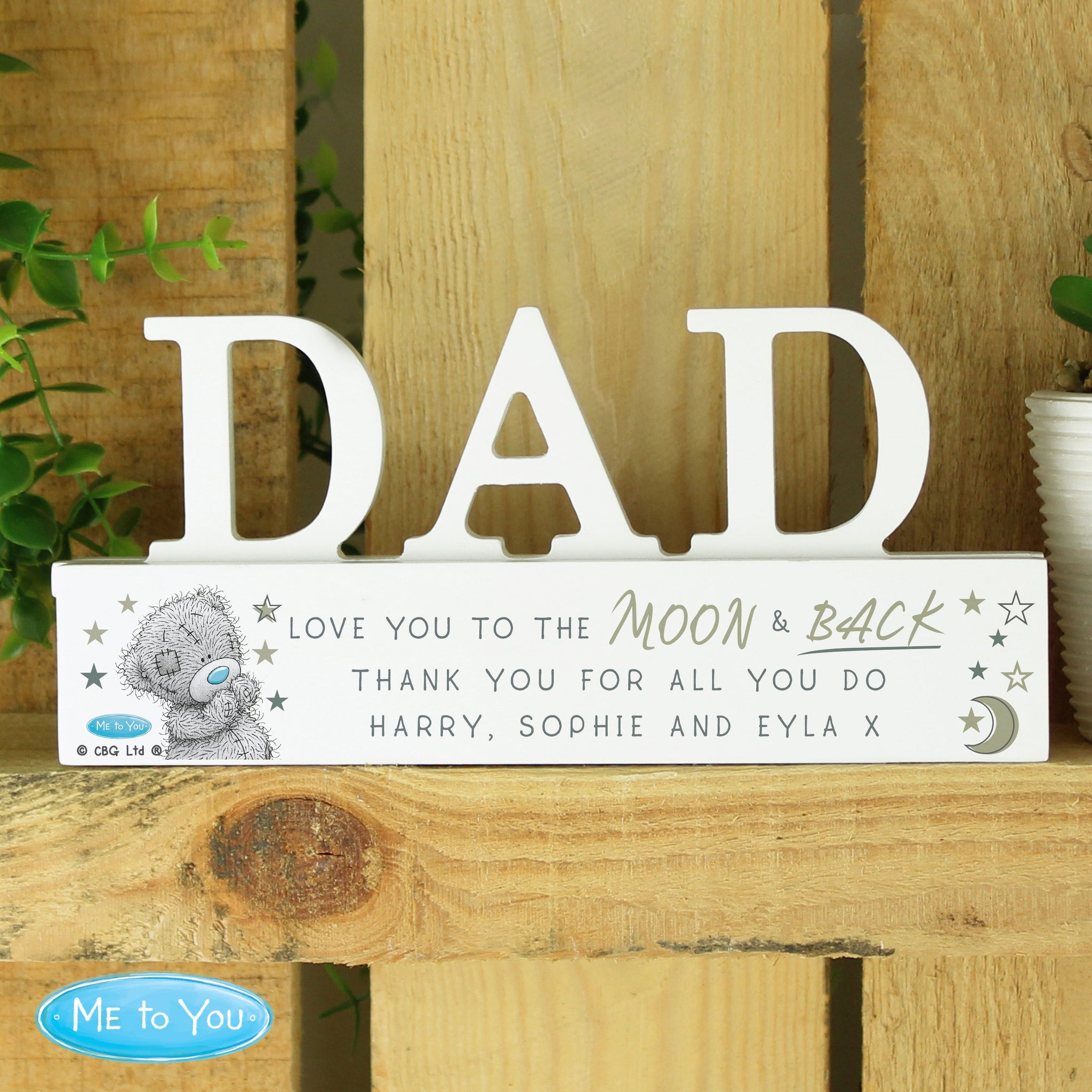 Personalised Me To You Moon and Back Wooden Dad Ornament: 1 - Ornaments