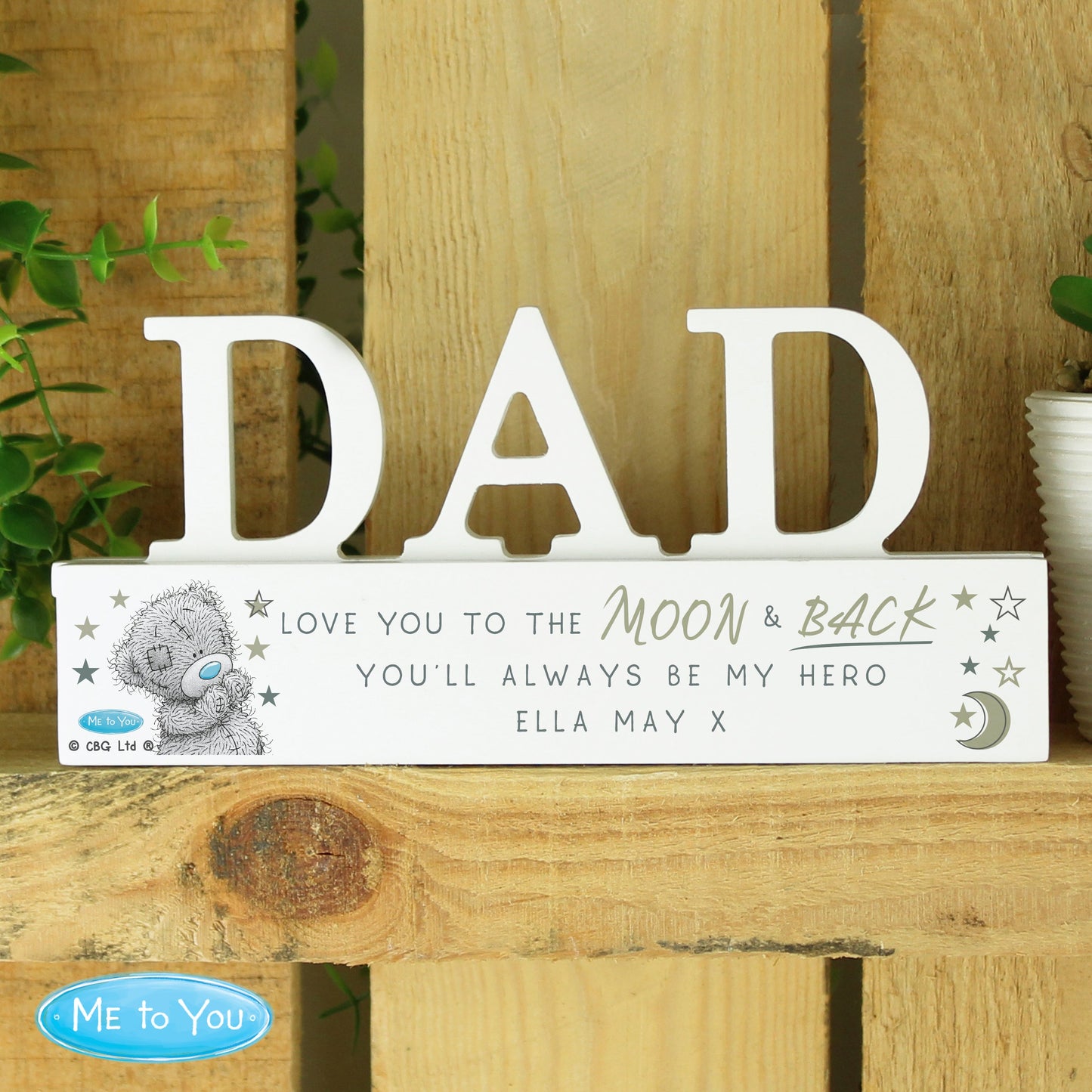 Personalised Me To You Moon and Back Wooden Dad Ornament: 4 - Ornaments