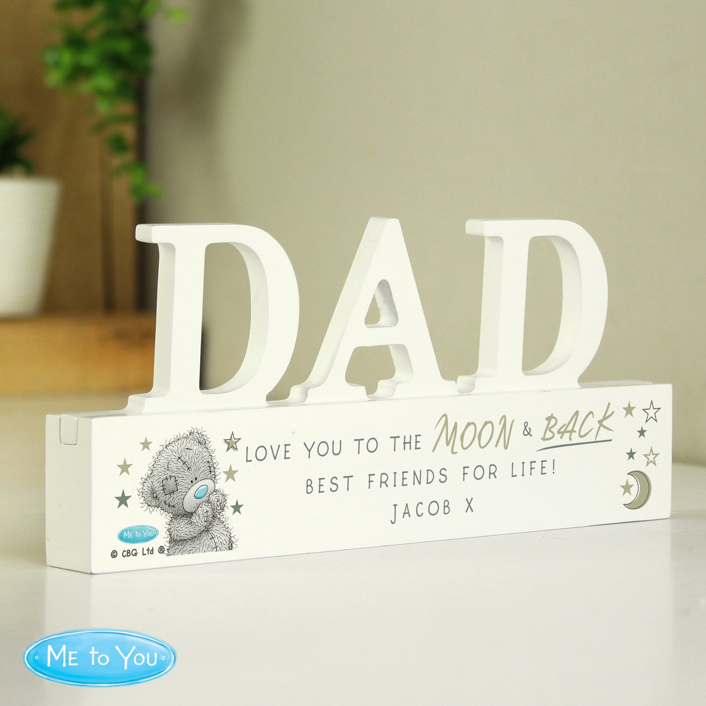 Personalised Me To You Moon and Back Wooden Dad Ornament: 2 - Ornaments