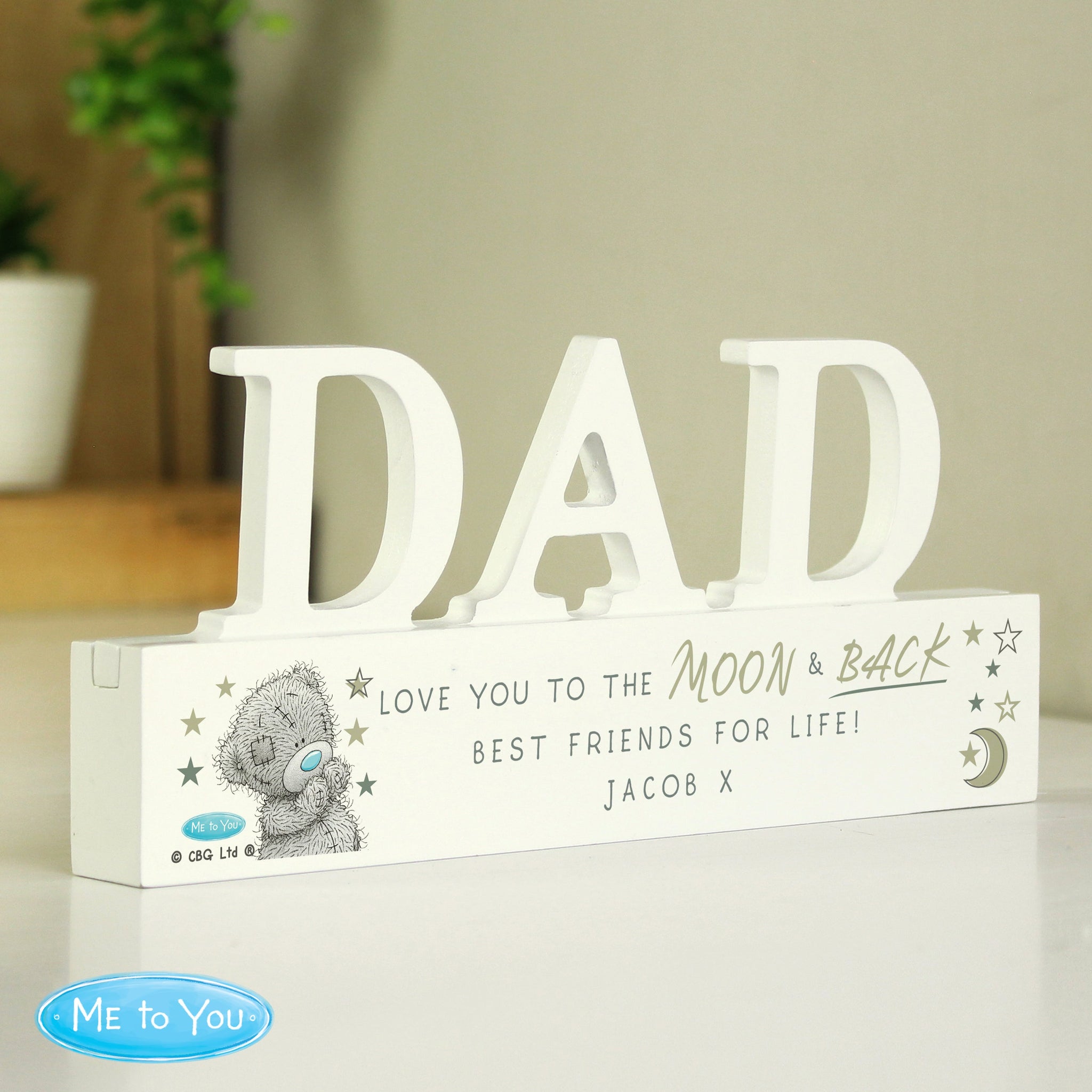 Personalised Me To You Moon and Back Wooden Dad Ornament: 2 - Ornaments