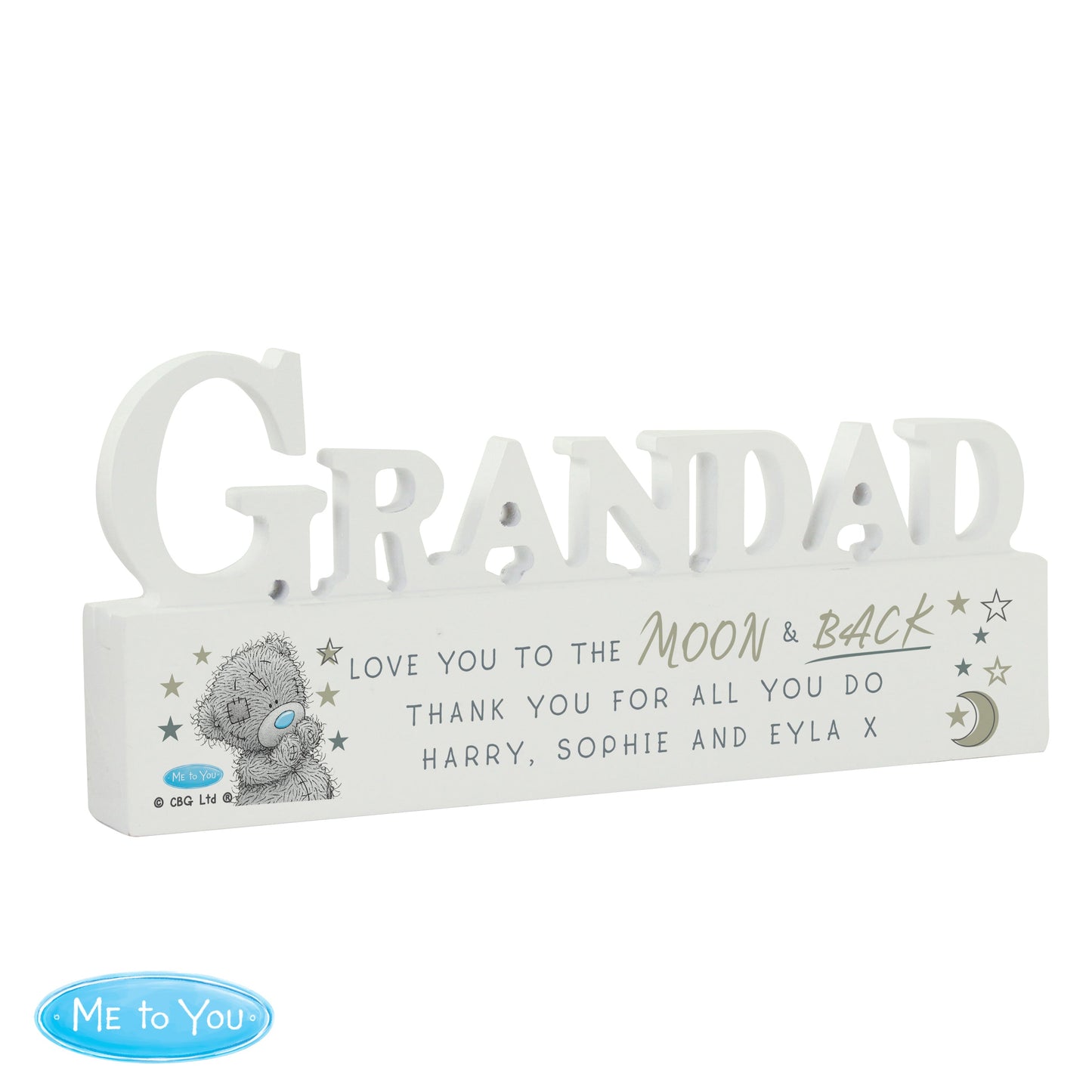 Personalised Me To You Moon and Back Wooden Grandad Ornament: 4 - Ornaments