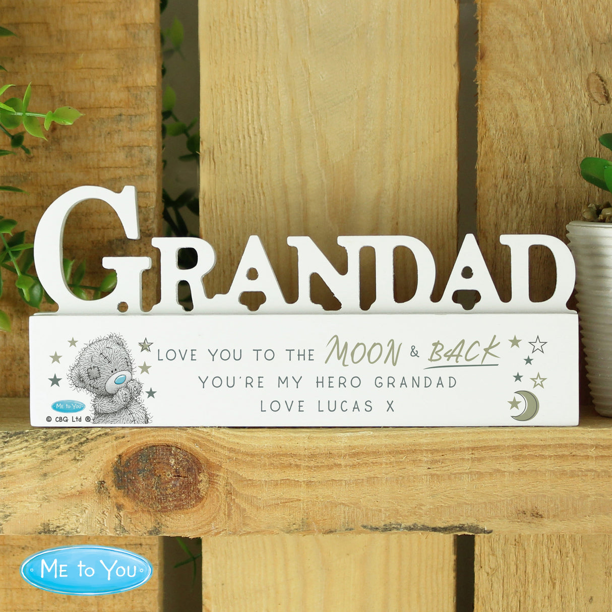 Personalised Me To You Moon and Back Wooden Grandad Ornament: 3 - Ornaments