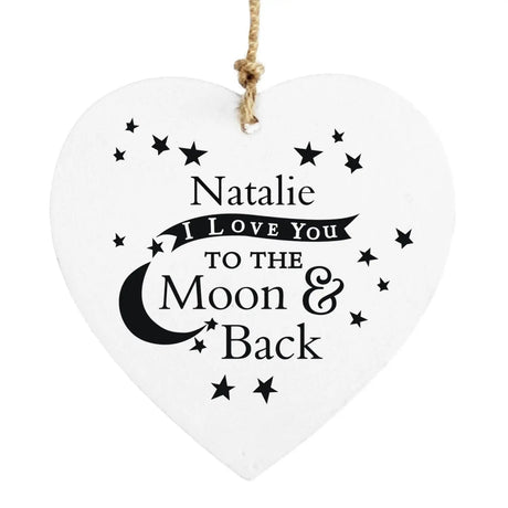 Personalised To the Moon and Back... Wooden Heart Decoration: 2 - Decorations By Gift Moments