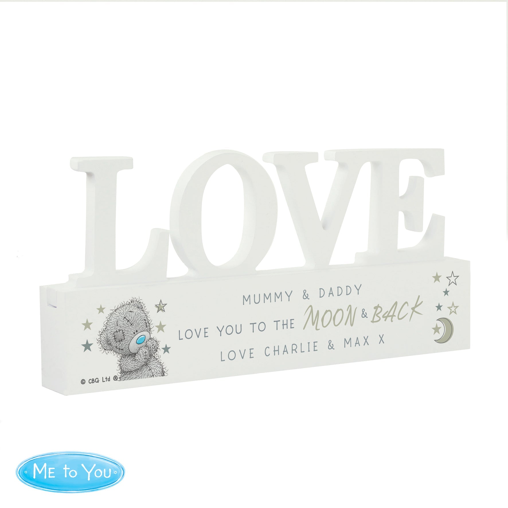 Personalised Me To You Moon and Back Wooden Love Ornament: 5 - Ornaments