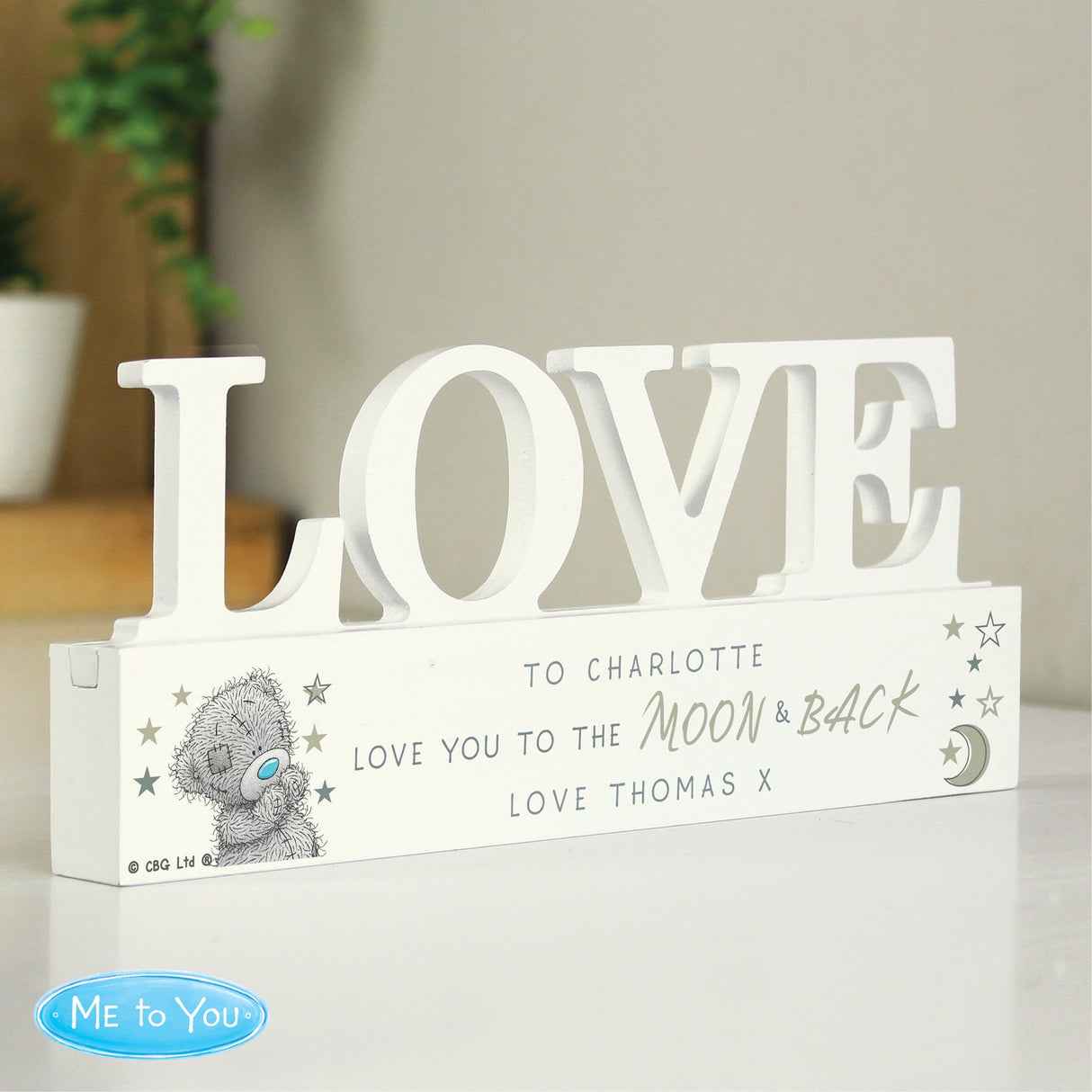 Personalised Me To You Moon and Back Wooden Love Ornament: 4 - Ornaments