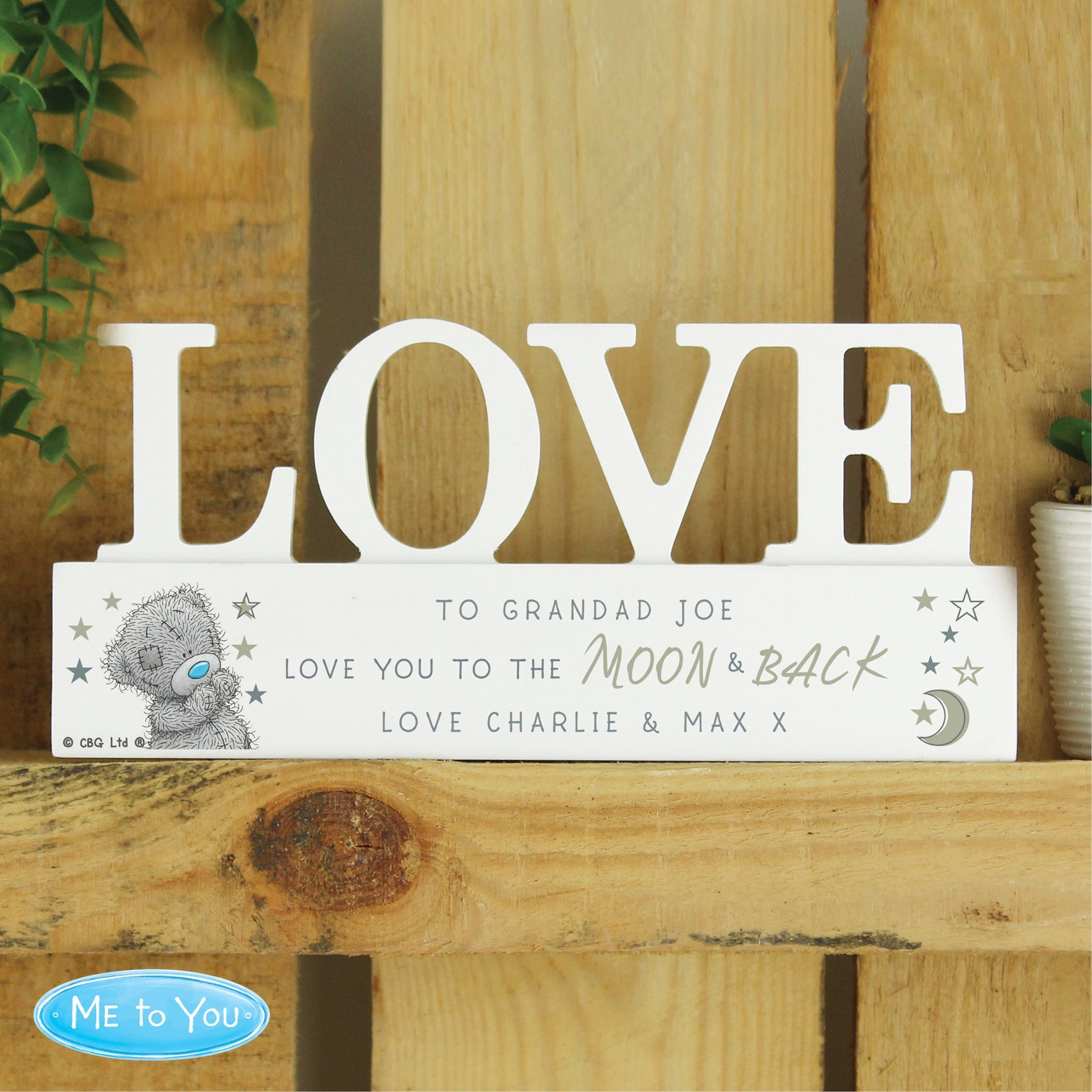 Personalised Me To You Moon and Back Wooden Love Ornament: 6 - Ornaments